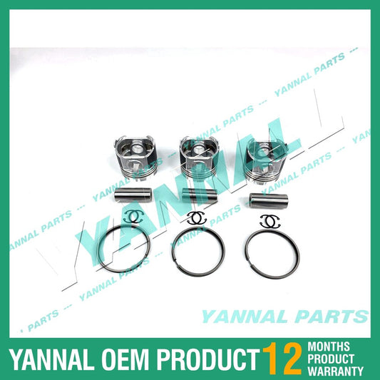 3-piece piston with piston rings + 0.5 mm for Yanmar 3TNM72 engine (oversized)