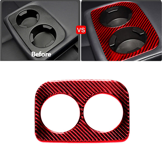 Red Carbon Fiber Rear for Seat Cup Holder Panel Cover Trim for Subaru Forester 13-18