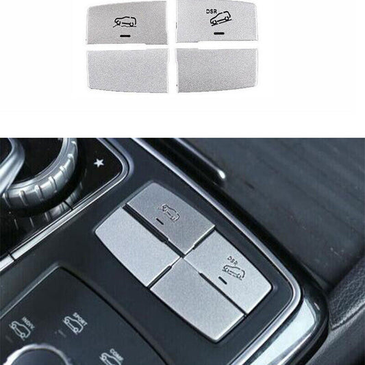 for Benz GL ML 12-2016 Silver Aluminum Suspension Adjustment Button Stickers 4pc
