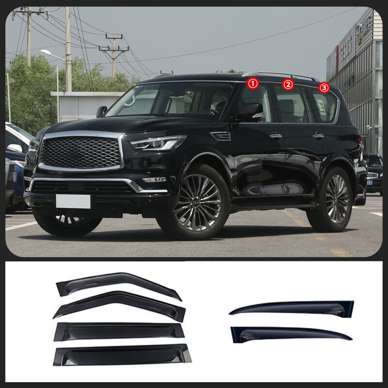 Smoky black Window Visor Vent Shades Sun Rain Guard for Infiniti QX80 QX56 10-22