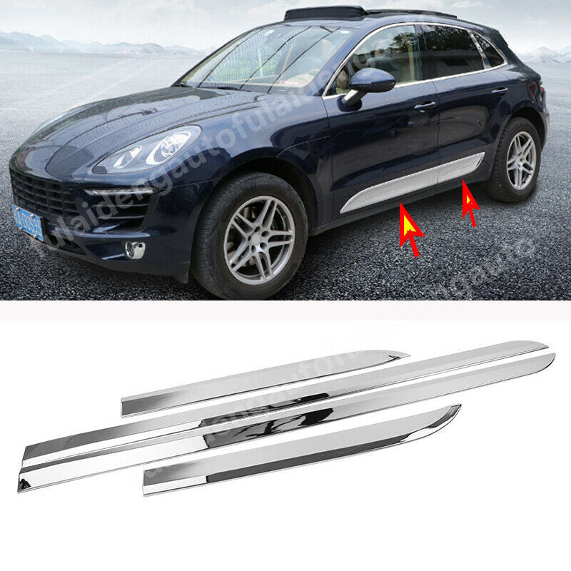 for Porsche Macan 2014-2019 Chrome Side Skirt Door Moulding Plate Cover Trim 4X