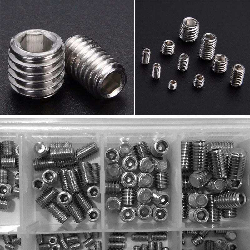 200-piece stainless steel head socket hexagonal screw kit, categorized as M3 M4 M5 M6 M8