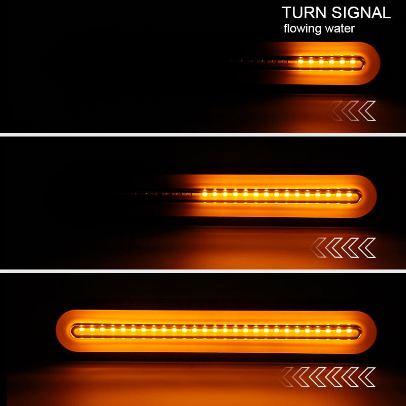 2X 9 LED Brake Flowing Turn Signal Tail Lights Stop DRL Red/Amber Truck Trailer