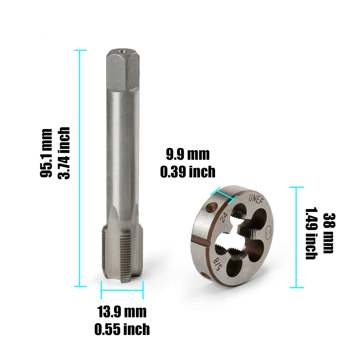 Right Hand Gunsmithing Tool 1/2-28 Tap & Die Set (1/2 x 28) 22LR 223 5.56 9mm