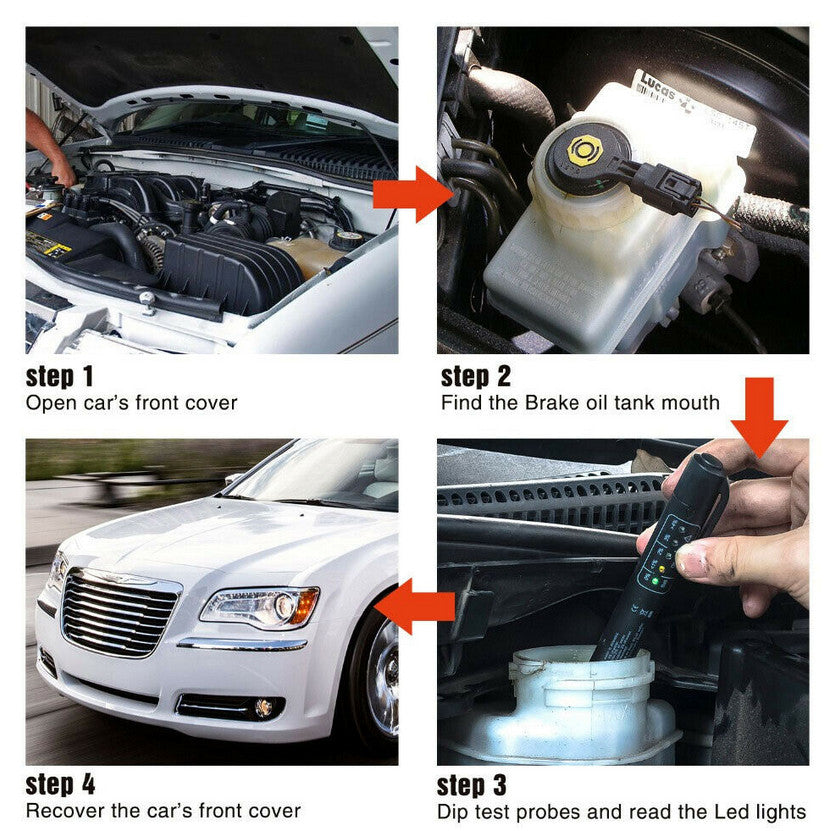 Automotive brake fluid tester diagnostic tool 5 LED pen for oil quality testing suitable for Jaguar LR