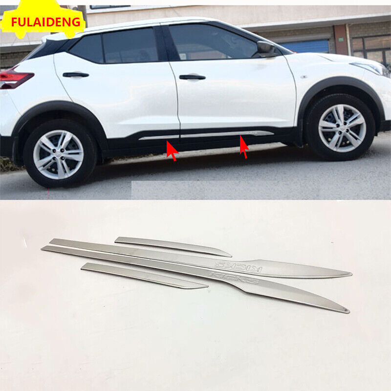 Silver Side Door Body Protection Molding Cover Trims for Nissan Kicks 2017-2021