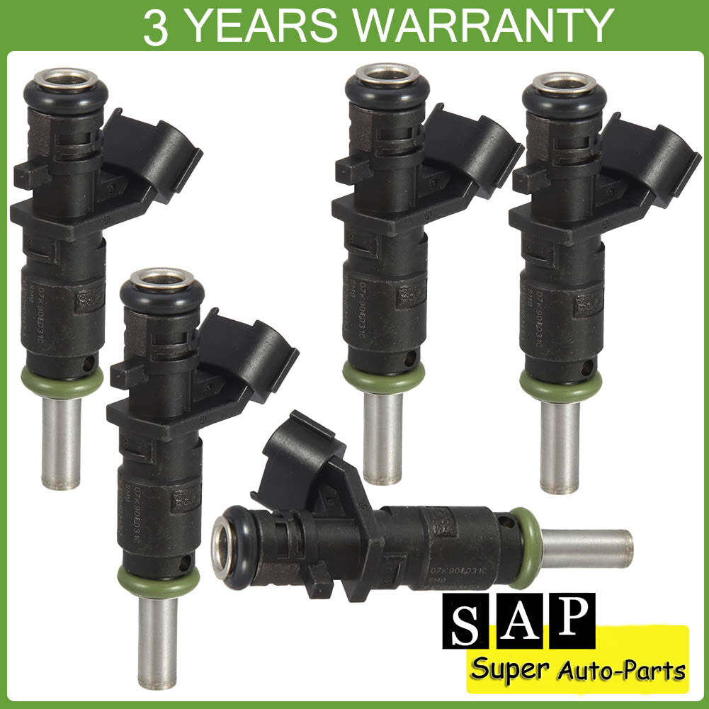 Set of 5 Fuel Injector for Volkswagen Beetle for Jetta for Golf for Passat Rabbit 07K906031C