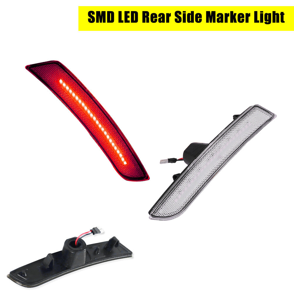 2-Pack Transparent Lens Red LED Rear Side Marker Lights for 2016-2023 for Chevrolet Camaro