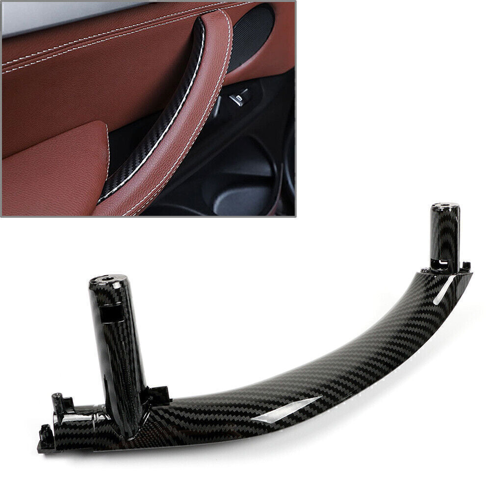 1x Left Carbon Fiber Interior Door Pull Handle Trim Cover for BMW X5 X6 F15 F16