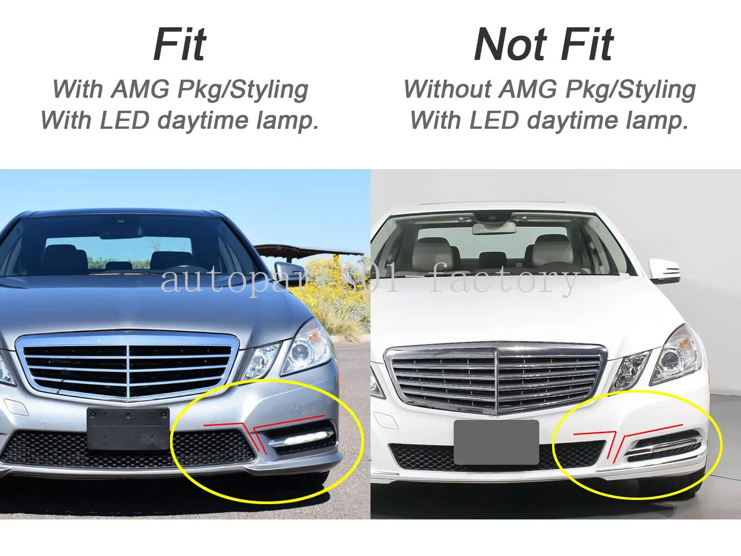 4PCS Fog Lamp Grille Trim Molding Kit Fit For 2010-2013 for Mercedes W212 E350