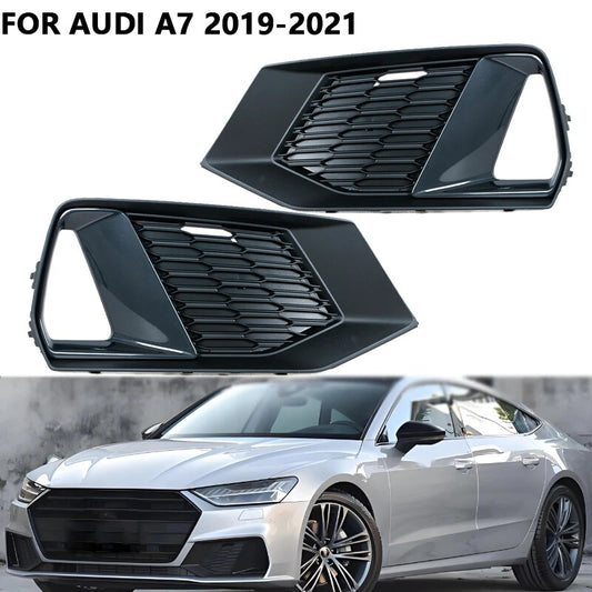 Pair fog light black fog lamp grille cover for Audi A7 Sportback 2019-2021