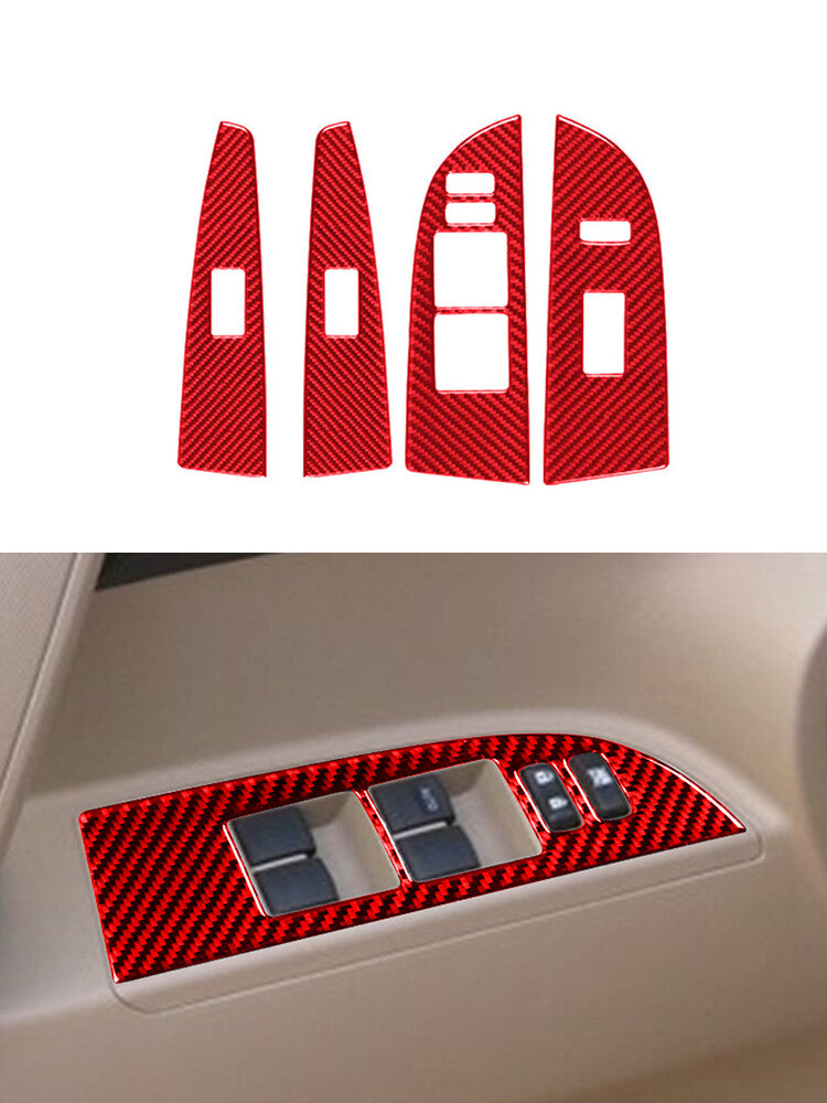 Red for Toyota Highlander 2008-2013 Window Lift Button Trim Cover Carbon Fiber
