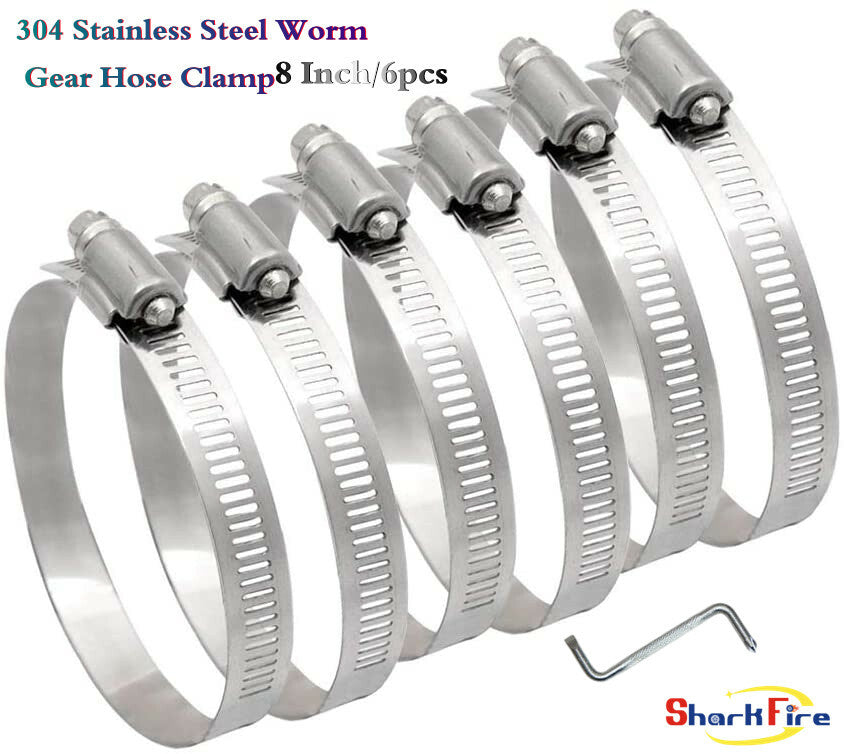 8-inch flexible hose clamp, adjustable stainless steel hose clamp, worm gear clamp, drive clamp