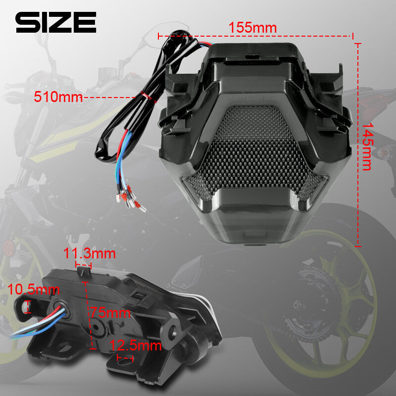 Integrated LED Tail Light Turn Signal Lamp for YAMAHA YZF R3 R25 MT25 MT03 MT07