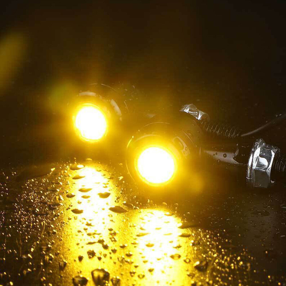 A pair of black motorcycle LED for mini turn signal lights flashing for Harley Bobber Racer