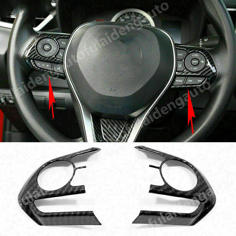 2For for Toyota for Camry 2018-2023 Carbon Fiber lnner Steering Wheel Button Frame Cover