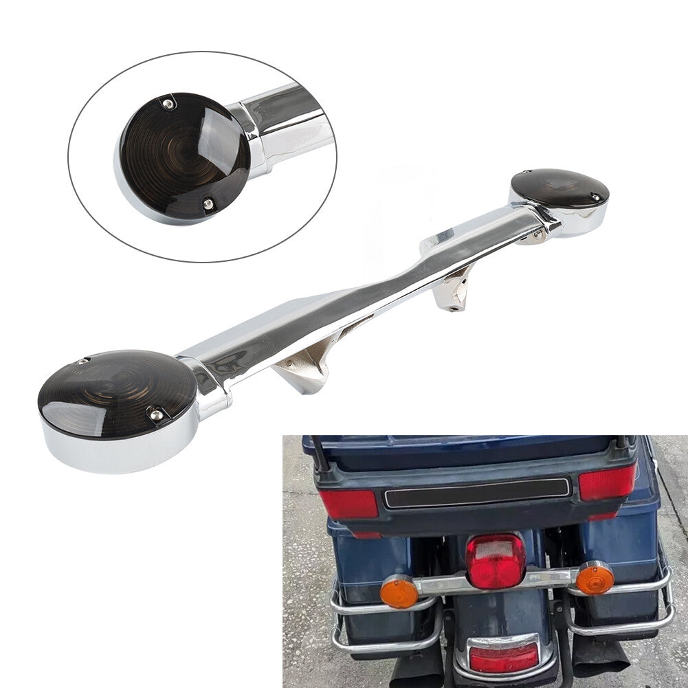 Chrome Rear Turn Signal Bar Housing Lens for Harley Road King FLHR Classic FLHRC