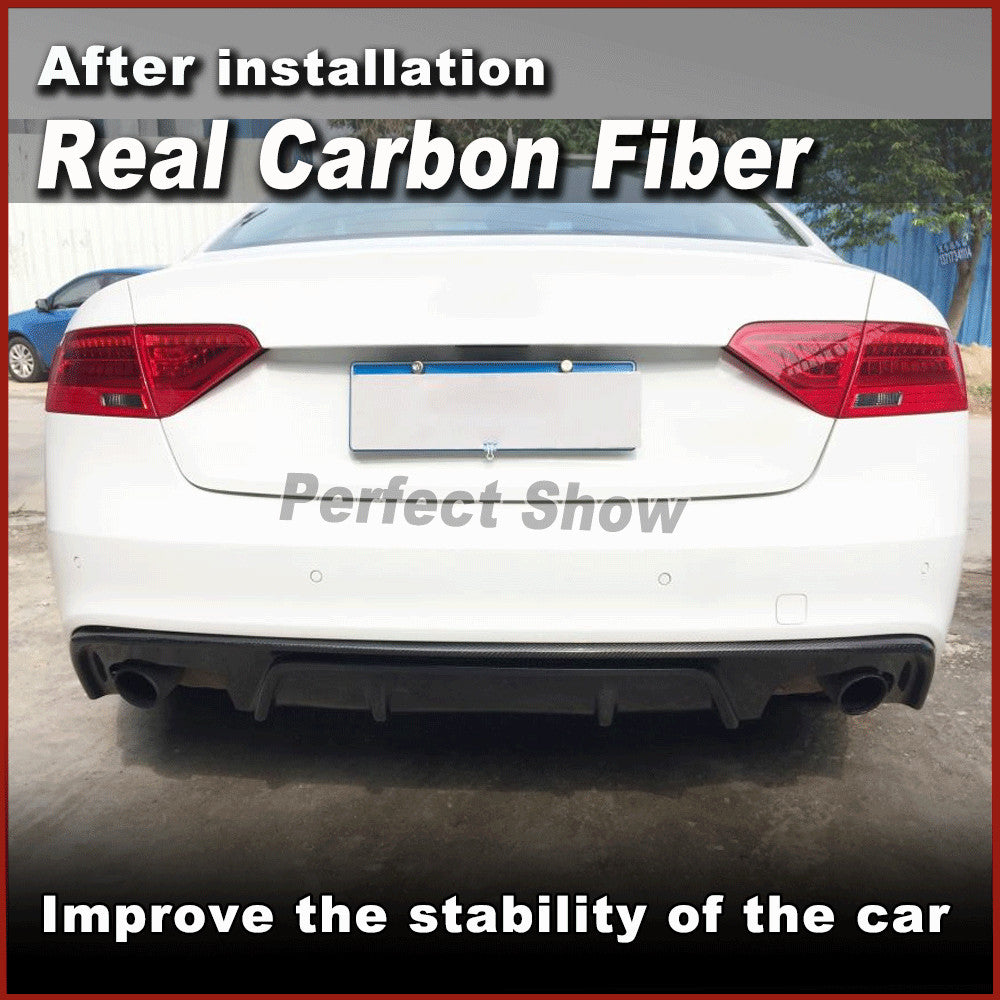 Fit for Audi A5 S-LINE S5 B8 8T 12-16 REAL Carbon Fiber Rear Bumper Diffuser Lip