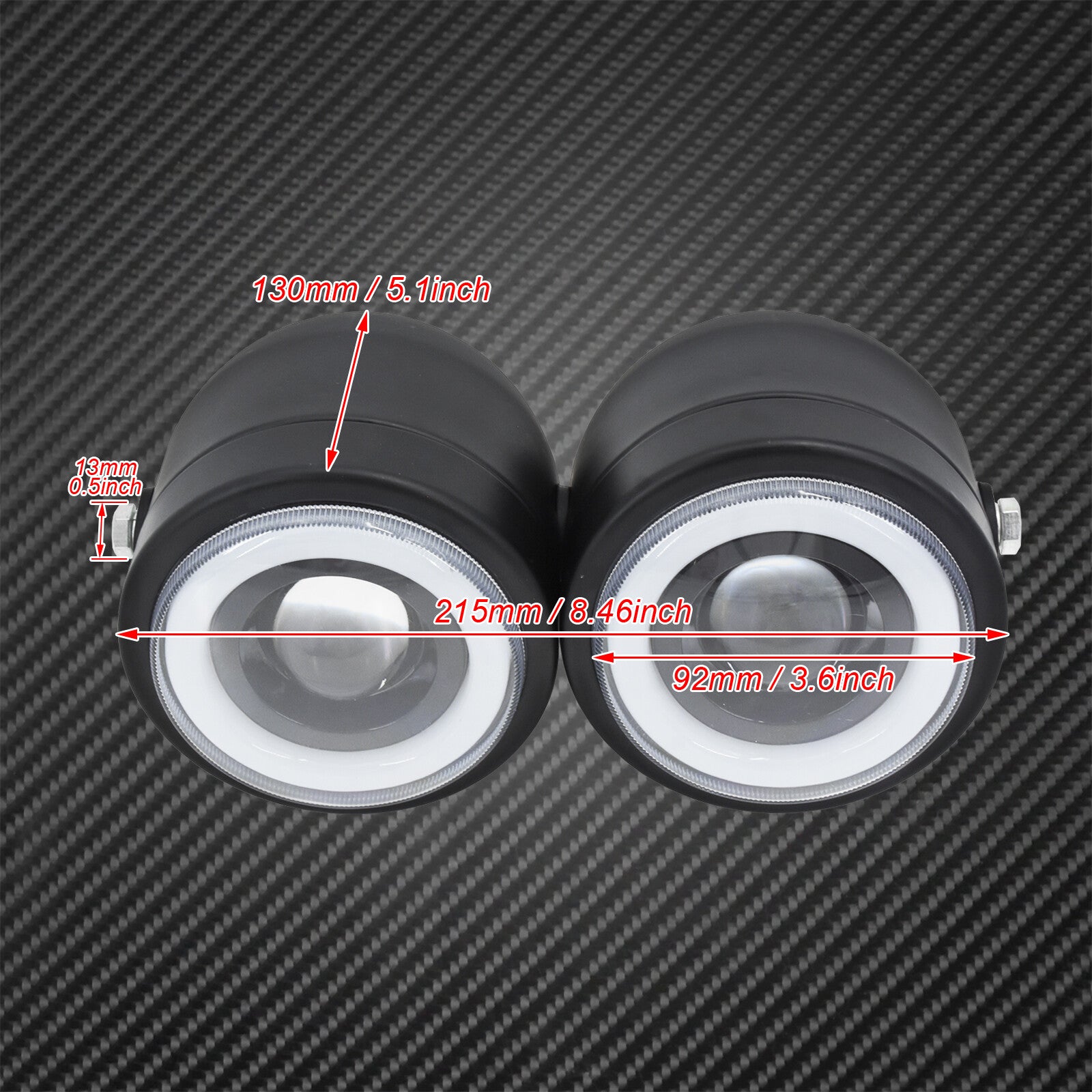 Universal Twin Headlight Motorcycle Double Dual Lamp White DRL Low High Beam