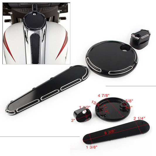 Fuel Gas Tank Door Dash Track Insert Ignition Cap Set for Harley Touring 2014-18
