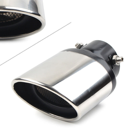 Car Stainless Steel Rear Tail throat Exhaust Pipe Muffler Tip Round Silver