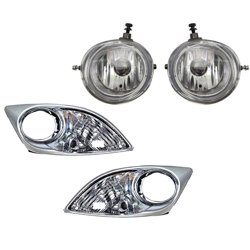 A pair of front bumper fog light protectors for Mazda CX-7 (2009-2011).