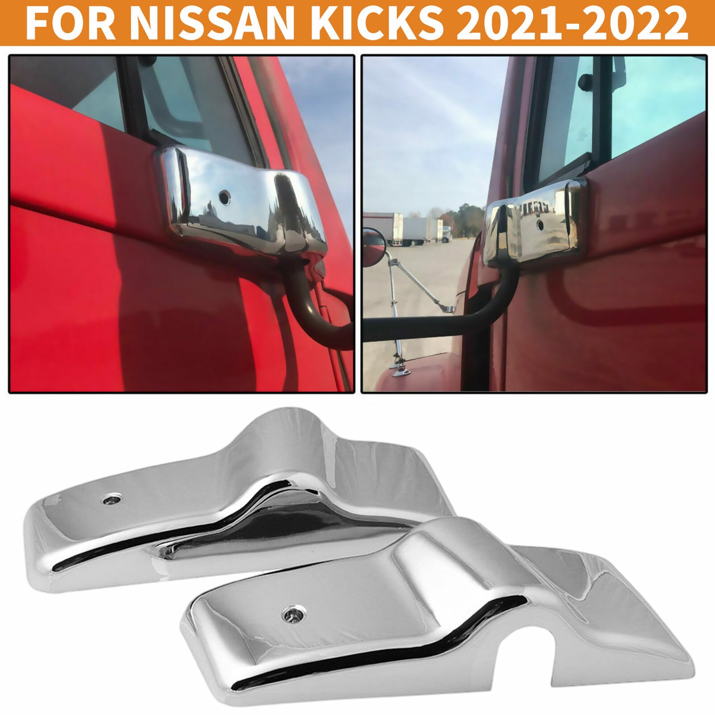 2pcs L+R Side Chrome Door Mirror Cover Bracket for Freightliner Columbia Century