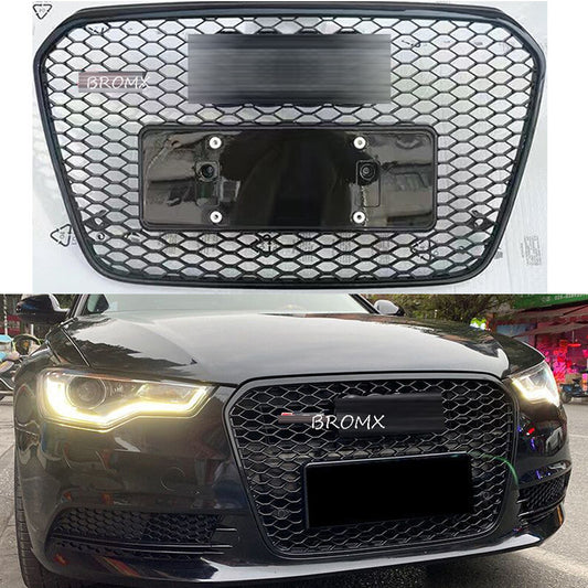 Front Bumper Grille Honeycomb Grill Fit for Audi A6C7 2012 2013 2014 2015 Black