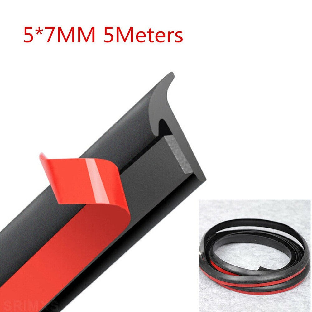 5M T-Type Rubber Sealing Strip/Black For Car Edge Trim Bumper Lip Side Skirt 1pc