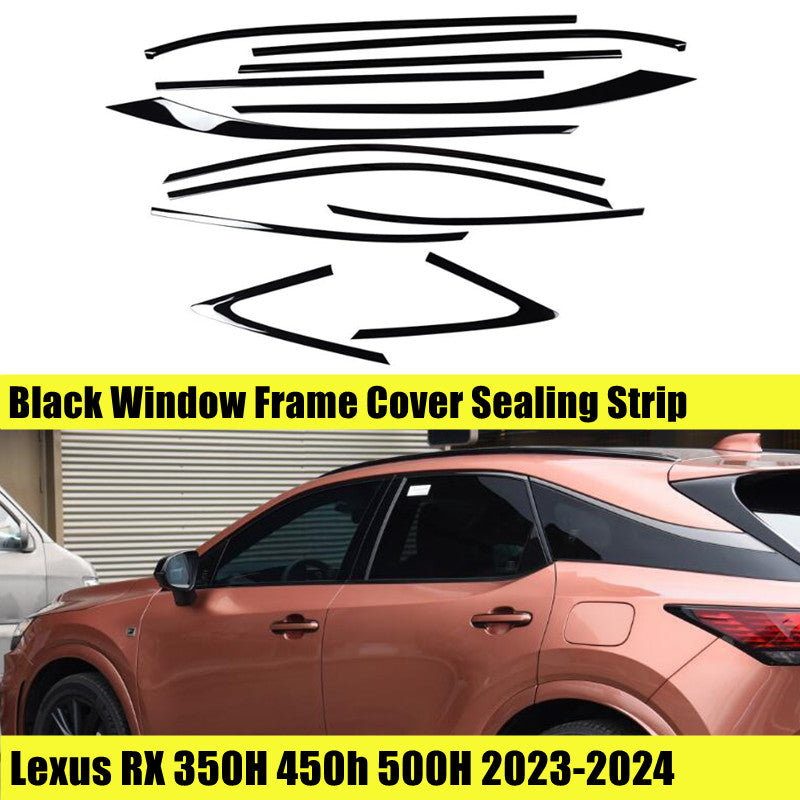 12 Steel Black Car Windows Strip Cover Trim for Lexus RX 350 350h 2023-2024