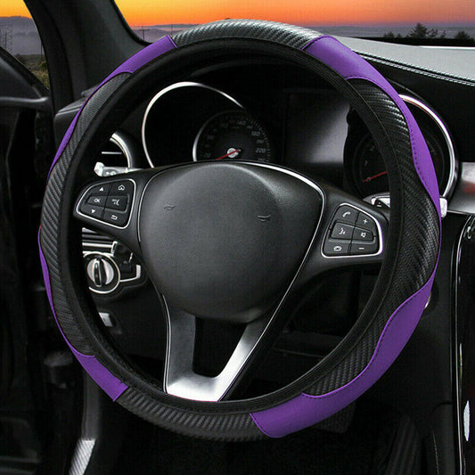 Universal Purple Microfiber Leather Car SUV Steering Wheel Cover 15 Accessories