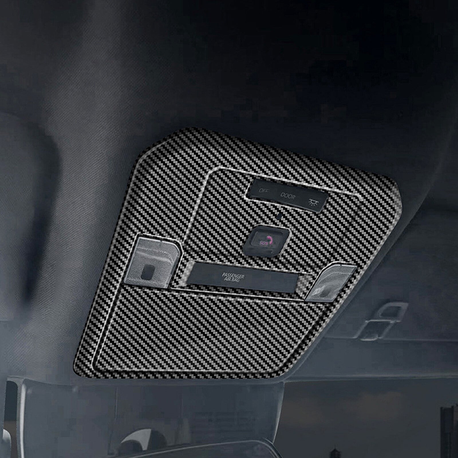 Carbon Fiber ABS Interior Read Light Lamp Cover Trim for Toyota Tacoma 2024-25