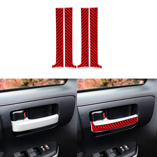 4Pcs Red Carbon Fiber Inner Door Handle Cover Trim for Toyota Tundra 2014-2018