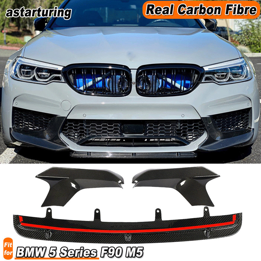 Fit for BMW F90 M5 2018-2020 Real Carbon Front Bumper Spoiler Splitter Fins Lip