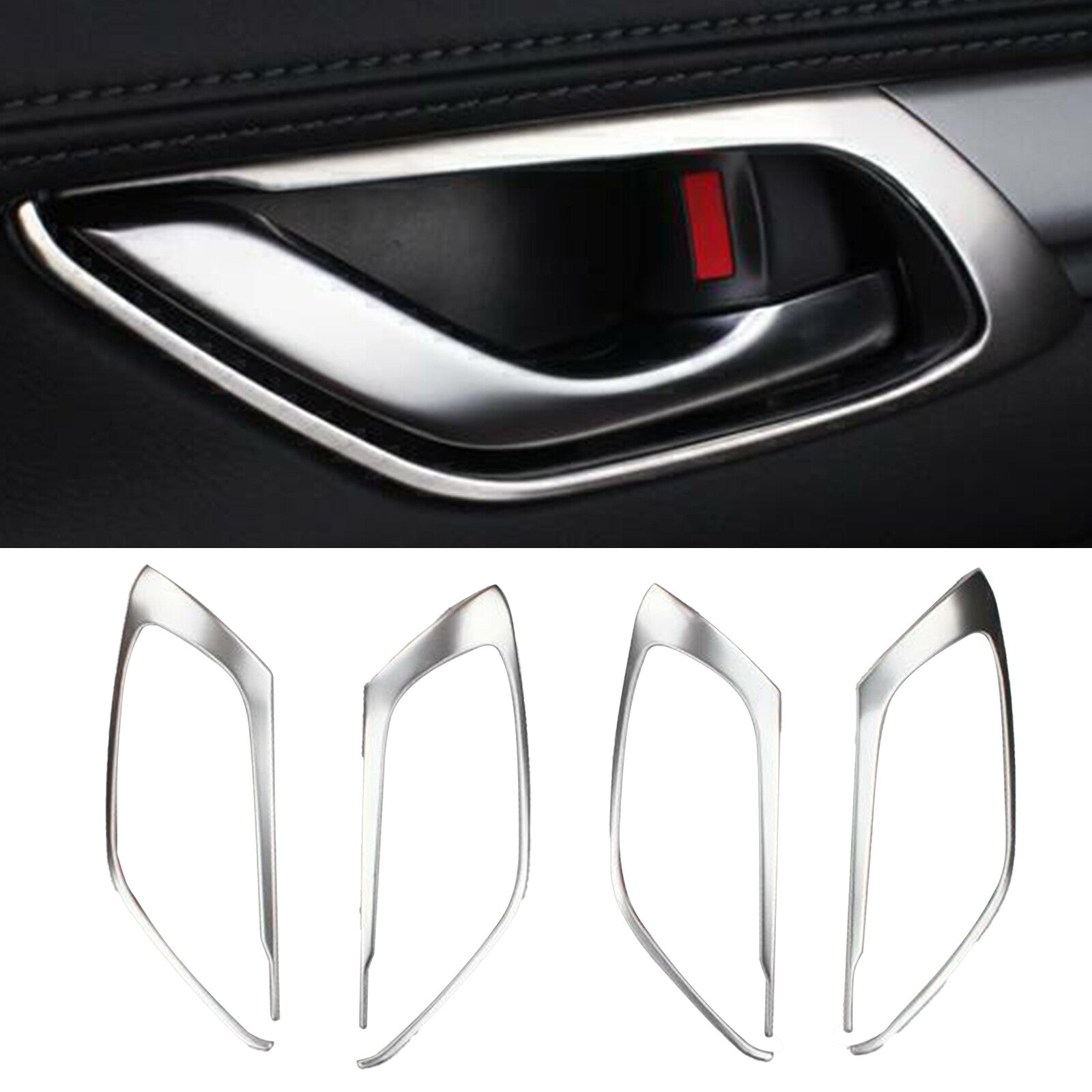 4PCS for Mazda CX-5 2017-2024 Silver Inner Door Handle Lock Frame Trim Kits