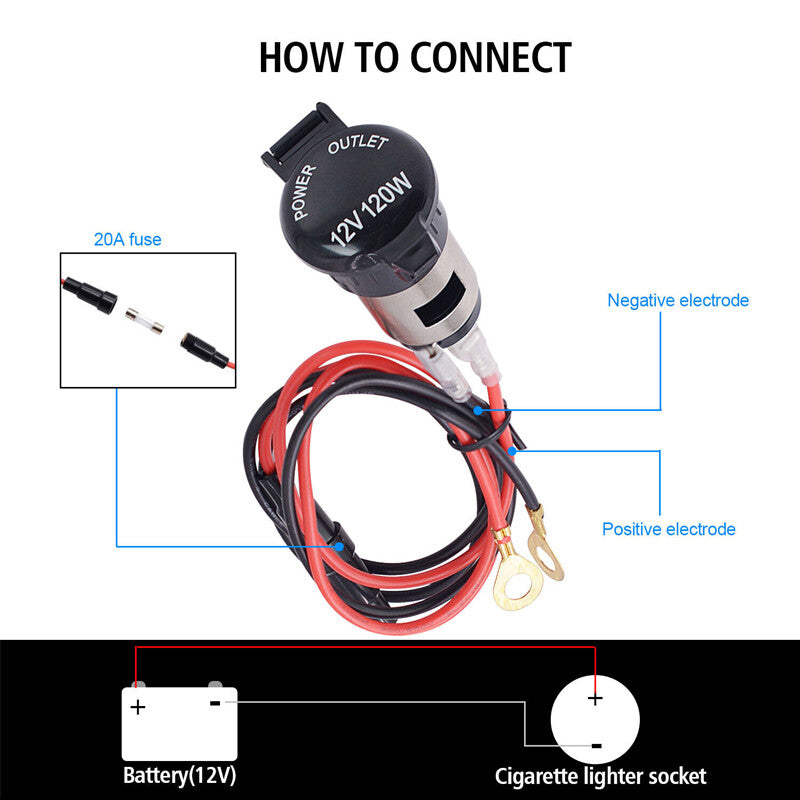 American car cigarette lighter socket, lighter power socket plug, charger adapter cable 12V