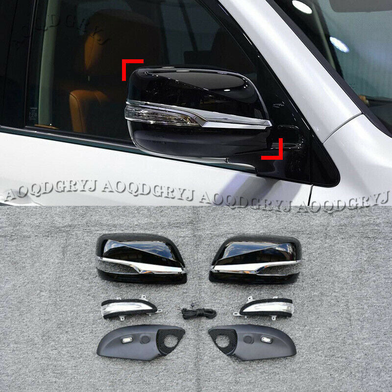 Glossy Black Rearview Mirror Cover Housing for LEXUS LX570 2016-21 Retrofit kit