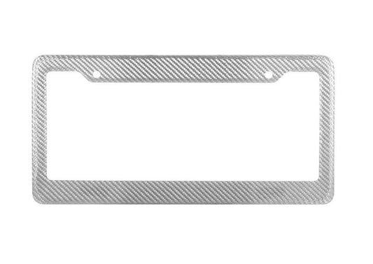 True silver carbon fiber rear cover for car license plate frame on for Kia for Lexus