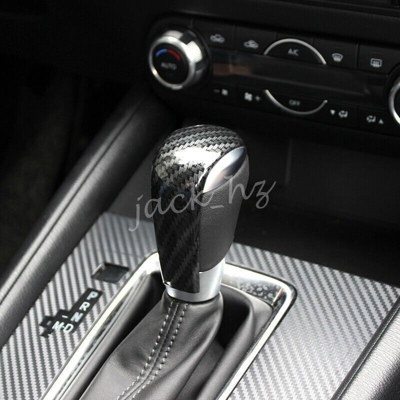 1P Carbon Fiber Interior Gear Shift Knob Cover Cap Trim for Mazda CX-5 CX5 17-24