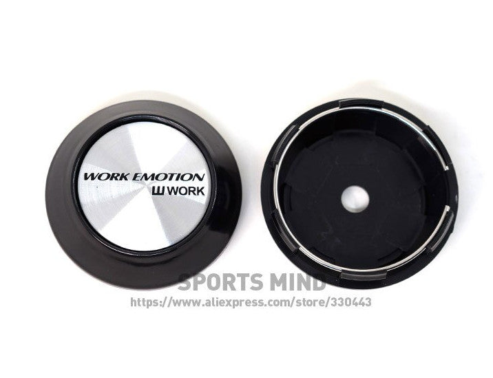 4-piece set of 69mm working emotion rim caps, hub center caps, hub logos, silver