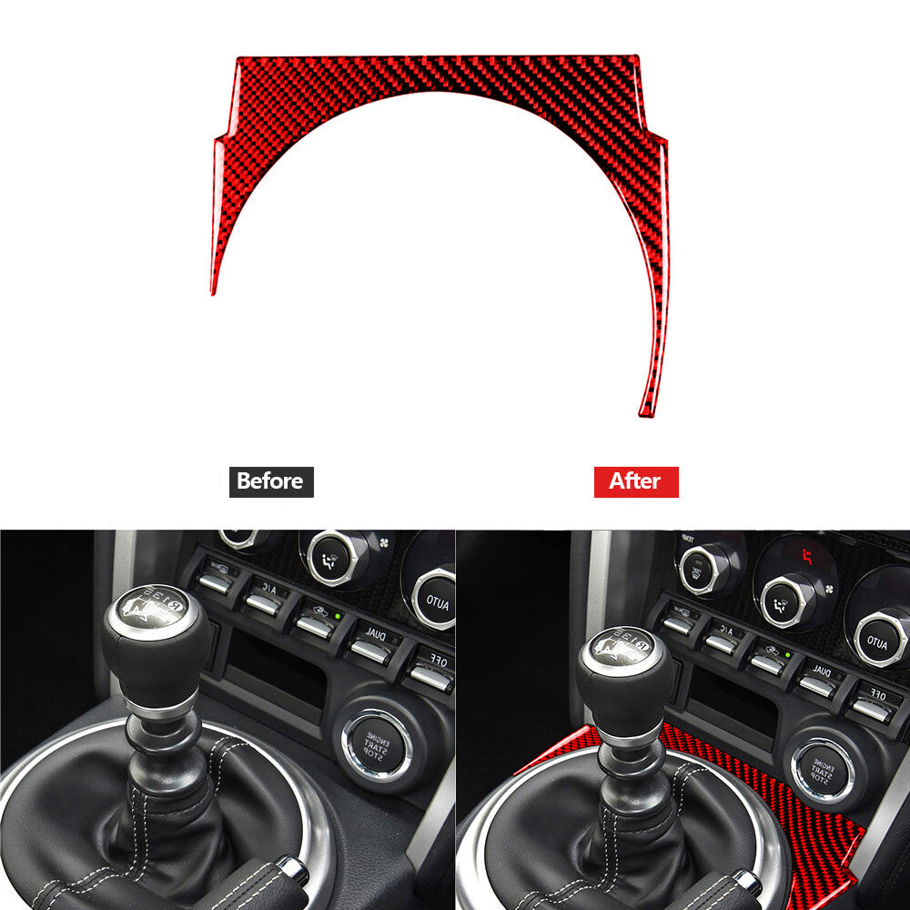 Red Carbon Fiber Gear Shift Panel Decorative Trim Cover for Subaru BRZ for Toyota 86