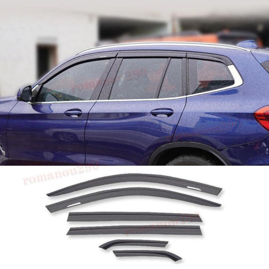 for BMW X3 2018-24 Black Window Wind Visors Sun Rain Guard Vent Deflector Kit 6x