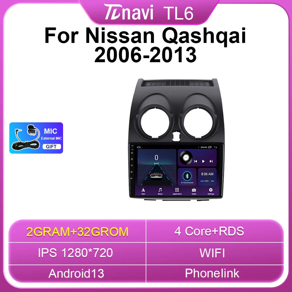 for Nissan Qashqai J10 06-13 Car Multimedia CarPlay GPS Head Unit Android Radio
