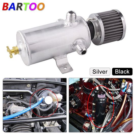 750ml Reservoir 3-AN10 port Aluminum Oil Catch Tank Can Baffled Breather Filter