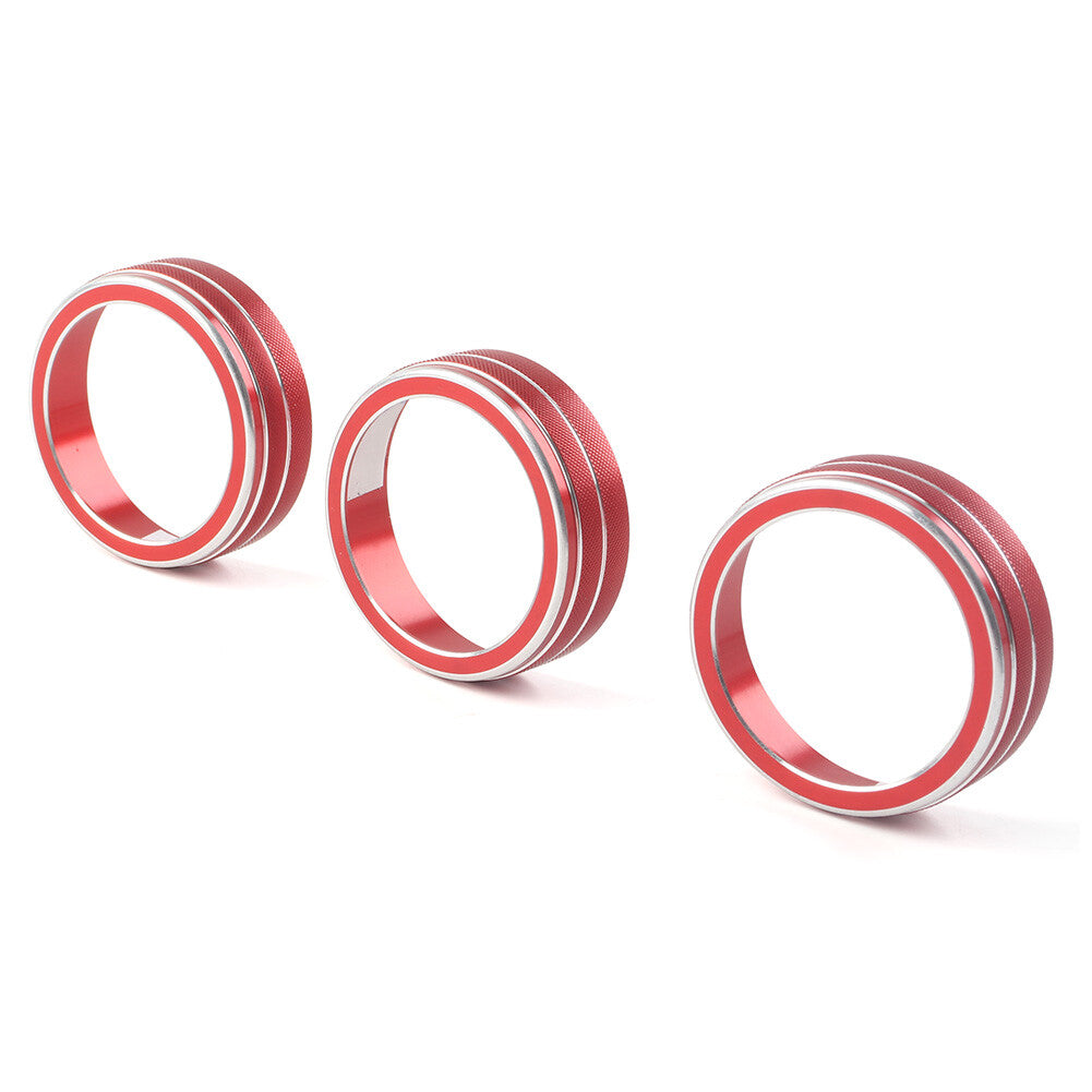 3x AC Climate Control Ring Knob Cover Fit for VW for Golf for Jetta for Tiguan for Passat Atlas Red