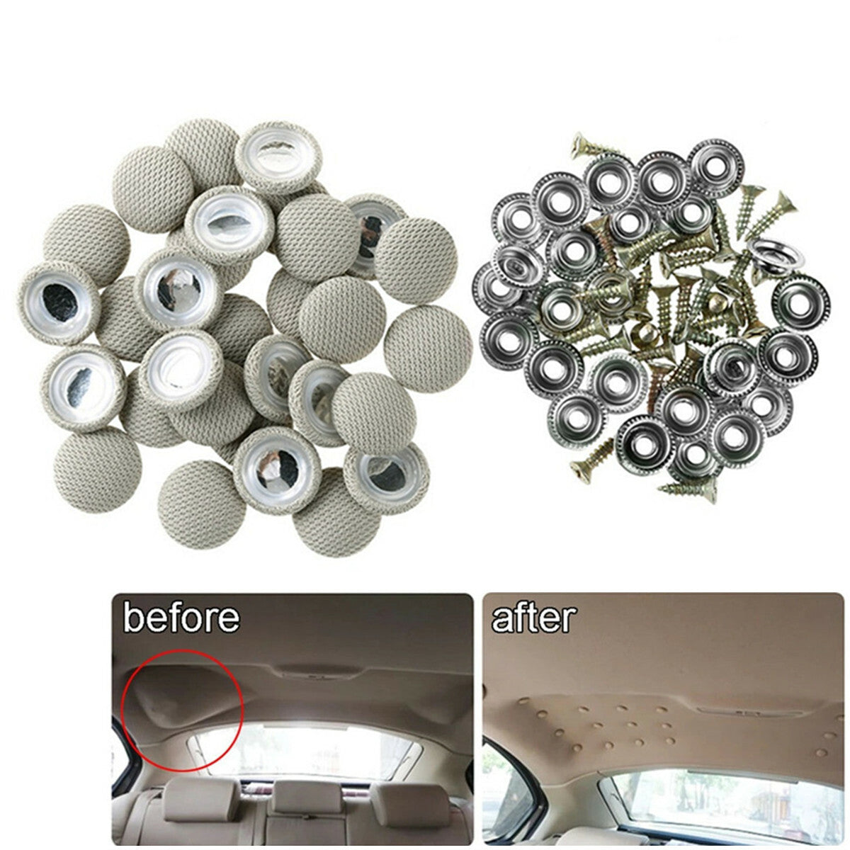 60x Head Liner Car Roof Repair Fabric Upholstery Buckle For Headliner Ceiling