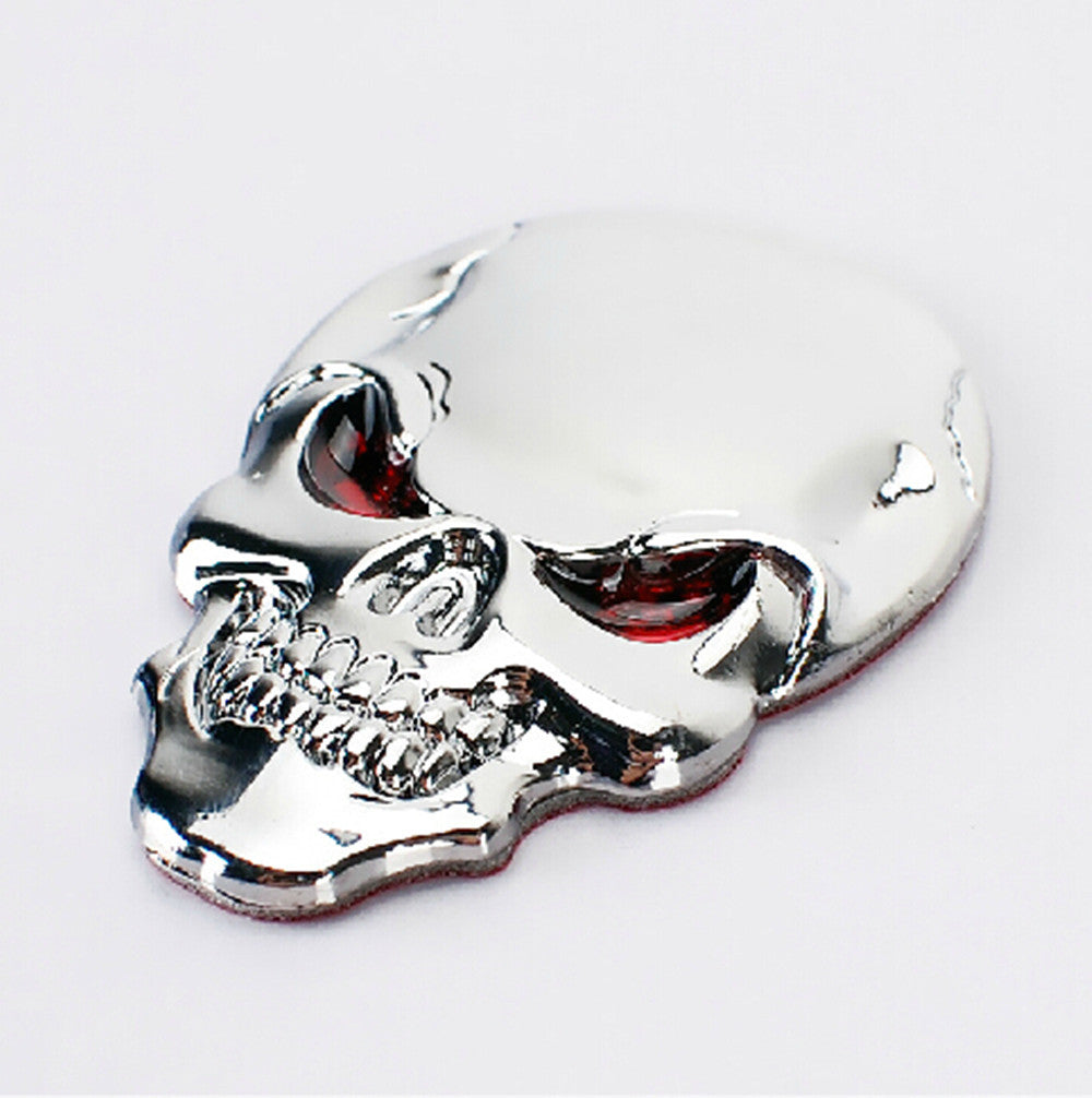 1x Car Chrome Metal Cover 3D Skull Demon Sticker Metal Emblem Badge