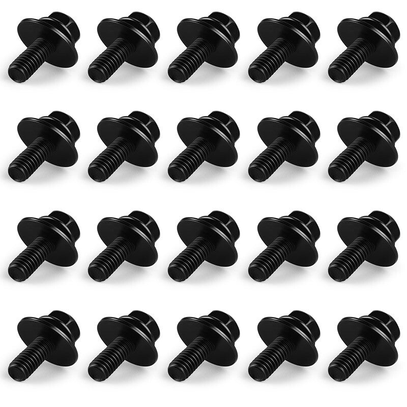 20X Car Body Bolts- M6-1.0 x 16mm Long- 17mm Washer- 10mm Hex- 20 bolts- J180