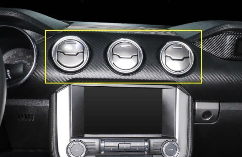 for Ford for Mustang 2015-2022 Silver Steel Middle Console Air Outlet Vent Trim 6PCS