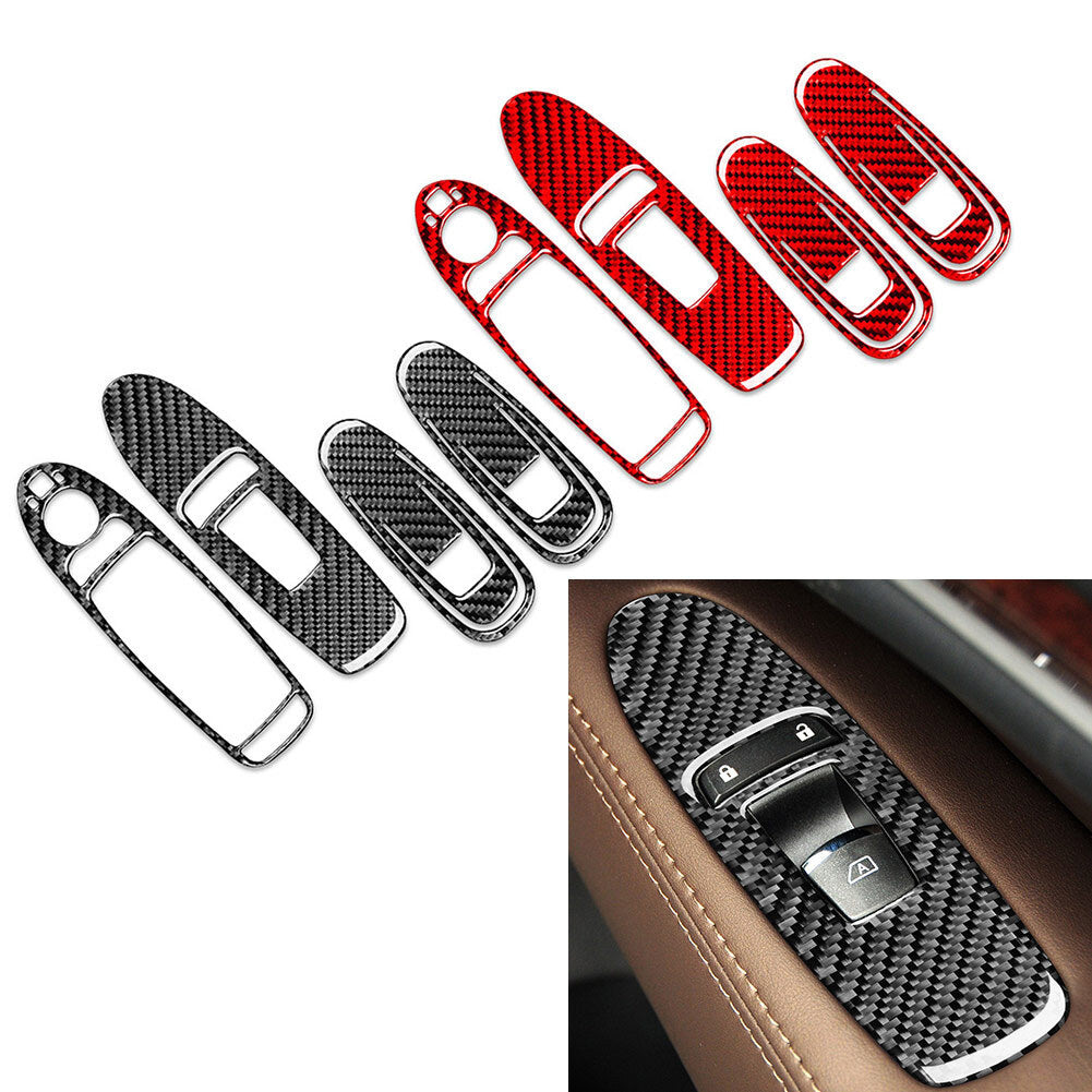 Carbon Fiber Window Lift Switch Panel Cover Trim for Infiniti JX35 QX60 2013-16